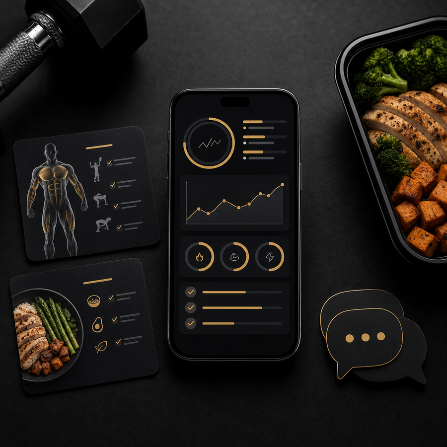Custom Plan personalised training and nutrition app with coach group chat access