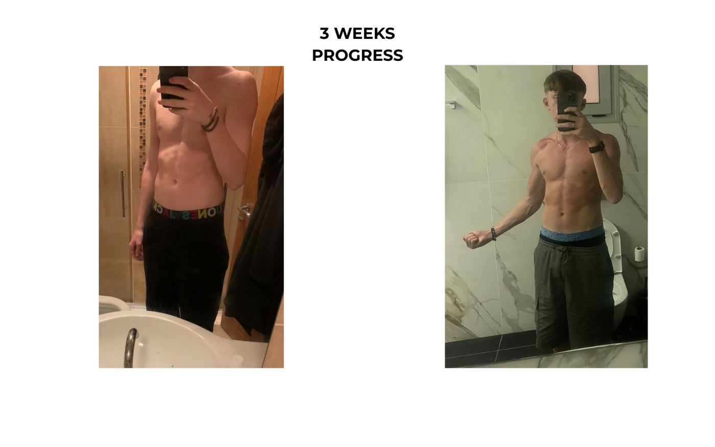 Client 3-week physique progress comparison