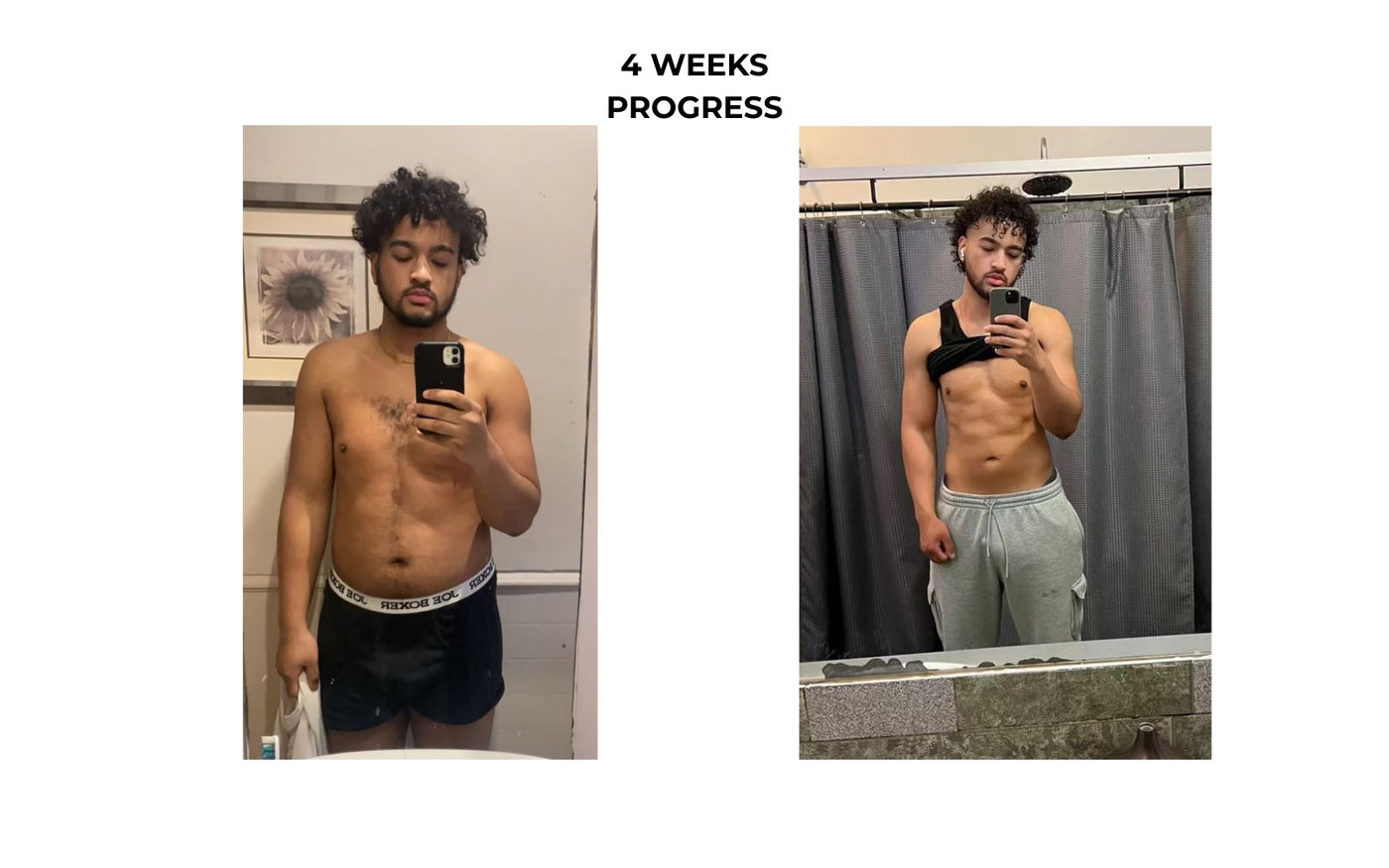 Client 4-week physique progress comparison