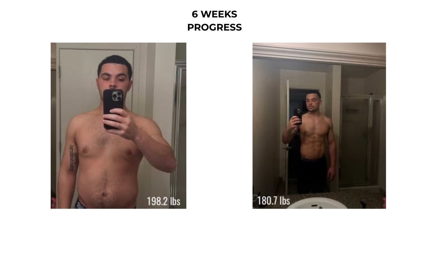 Client 6-week physique progress comparison