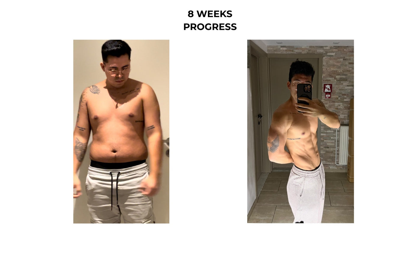 Client 8-week physique progress comparison